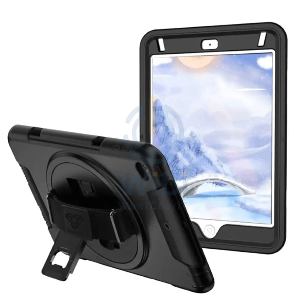 Armor-X Rainproof Military Grade Rugged Case For iPad Mini 5 & 4 With Hand Strap & Kick-Stand - Black Accessories >