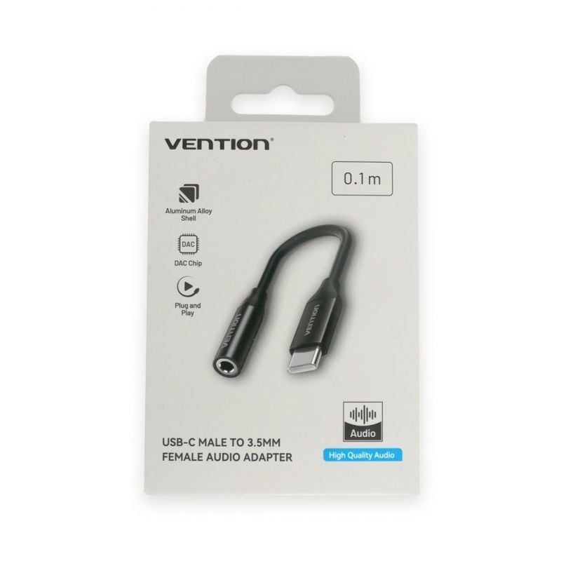 Vention يو اس بي ذكر إلى سماعة أذن إلى . إلى مم مقبس مع محول مع محول .1 م - أسود