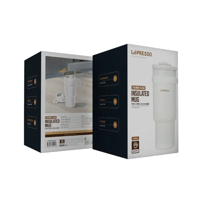 كوب حراري معزول من LePresso - 900 مل / أبيض