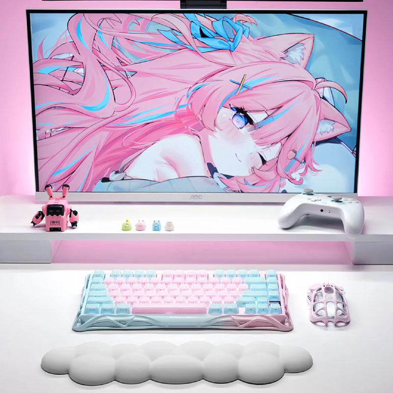 لوحة مفاتيح الألعاب لاسلكي بنسبة 75٪ من طراز GravaStar Mercury K1 LITEلوحة مفاتيح لومن زهري