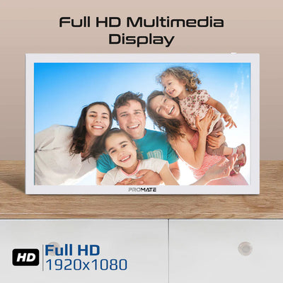 PROMATE 15.6" Vibrant Full HD Smart Multimedia Wi-Fi Digital Photo Frame - White