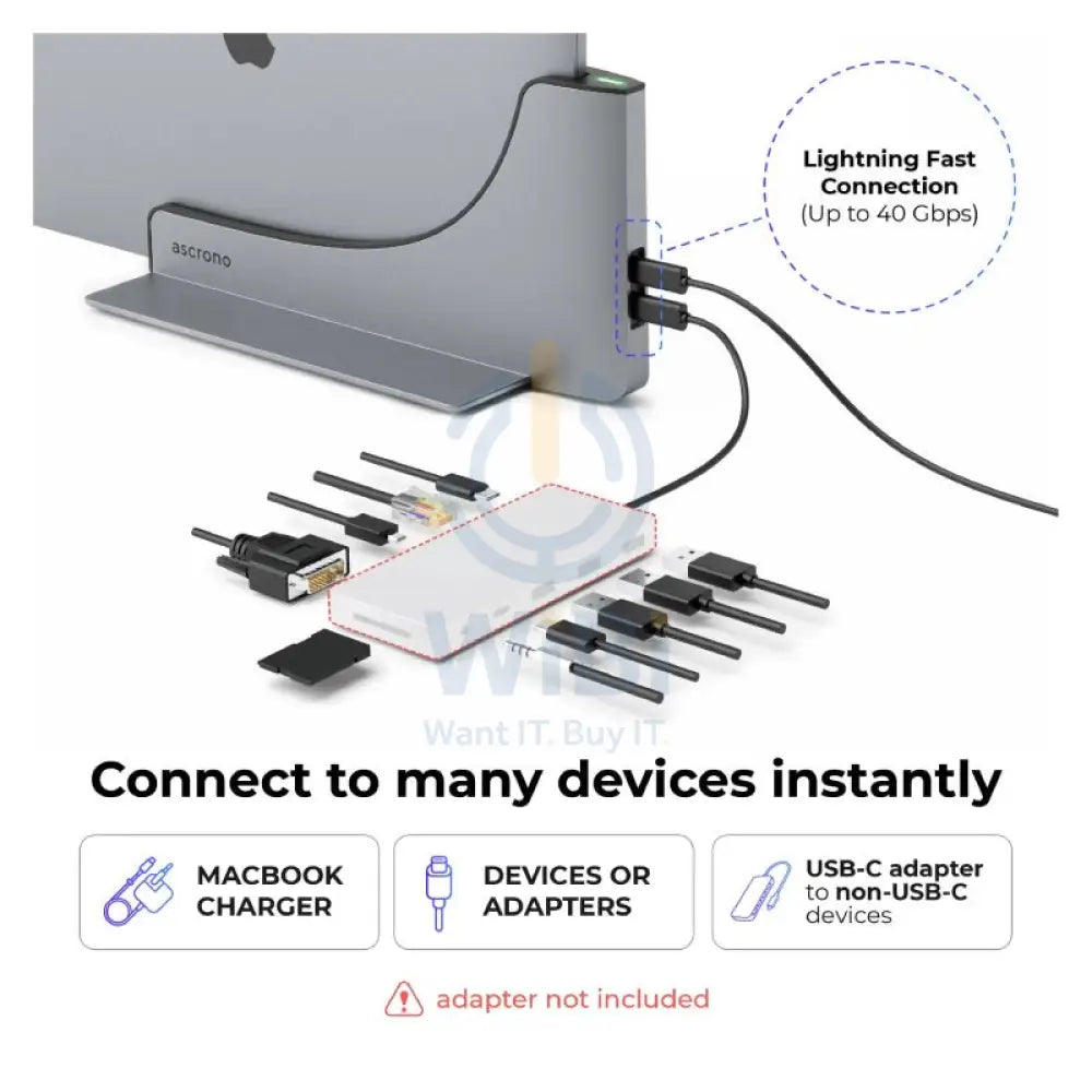 Ascrono MacBook Docking Station for MacBook Pro 14’’ 16’’ - USB-C / Space Grey Accessories > Docking Station