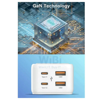 Asli Global GaN Power Strip Extension Cord - 65W / USB-A / USB-C / White Accessories > Power > Power Protection > Surge