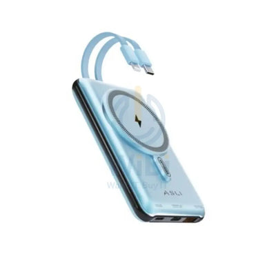 Asli Magnetic PD Wireless PowerBank with Built In Cables - 10000mAh / 22.5W / Blue Accessories > Power Bank