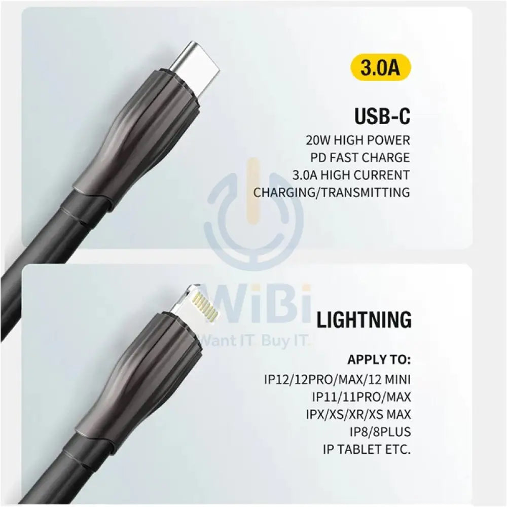 Aspor A110 Charging Cable - USB-C To Lightning / 20W / 1 Meter Accessories > Cables & Converters > Cables