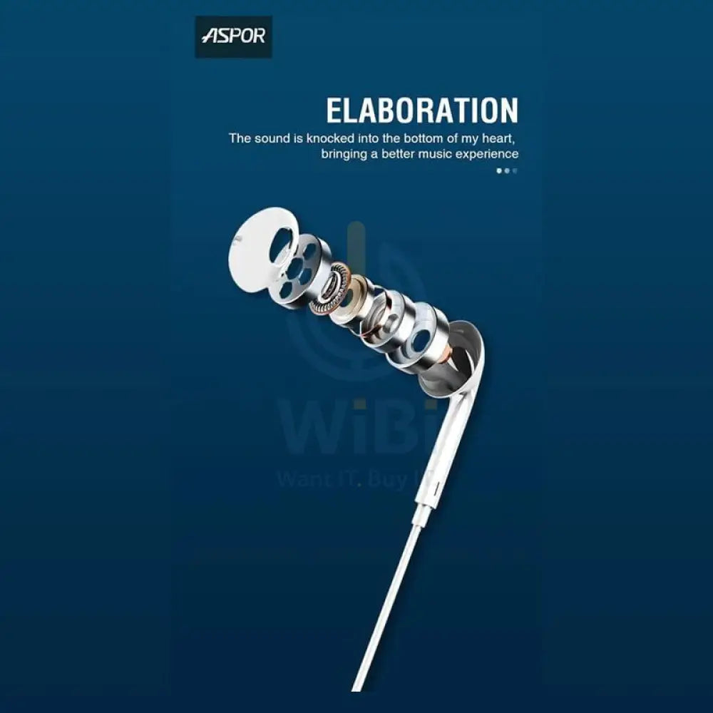 Aspor A215 Wired Earphone - Wired / 1.2 Meters / USB-C / White Accessories > Audio > Headphones > Offer Zone