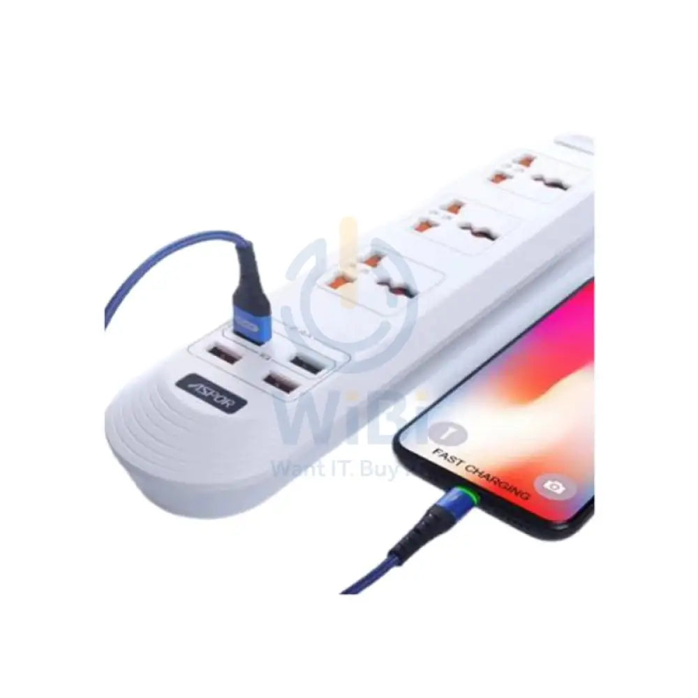 Aspor A502 Power Socket - Socket / USB / 2 Meters / White