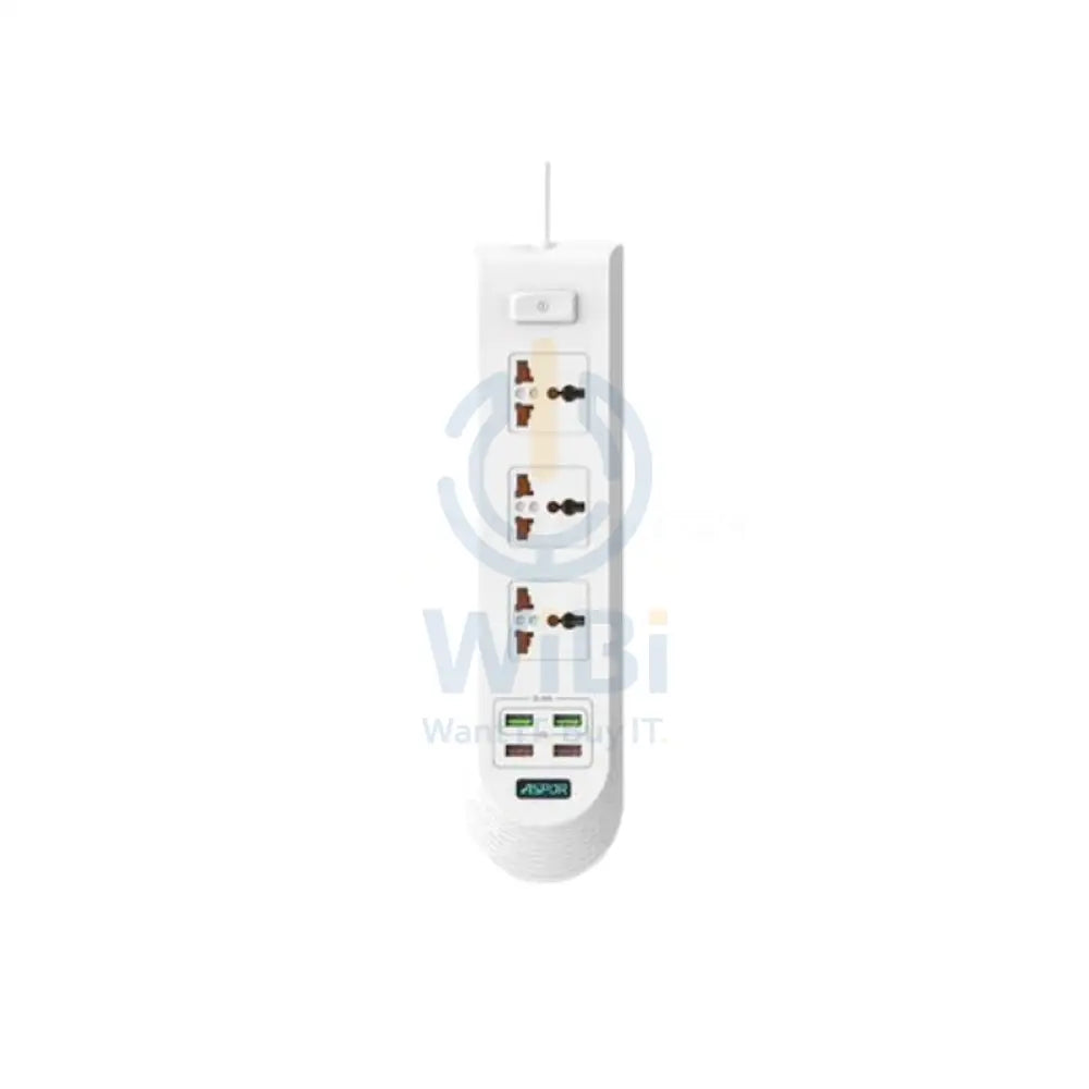 Aspor A502 Power Socket - Socket / USB / 2 Meters / White