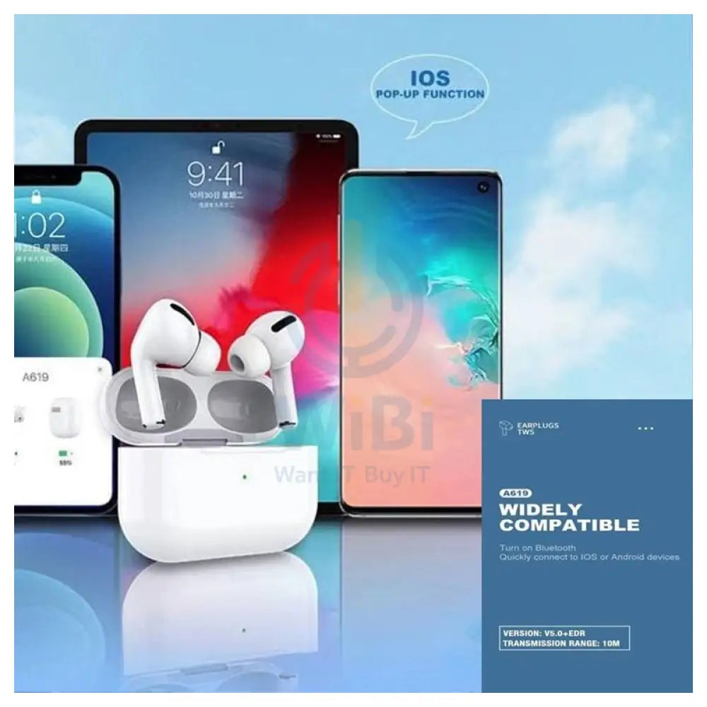 اسبور A619 ايربود برو - بلوتوث / 10 متر / أبيض اكسسوارات > الصوت > سماعات الرأس > منطقة العرض