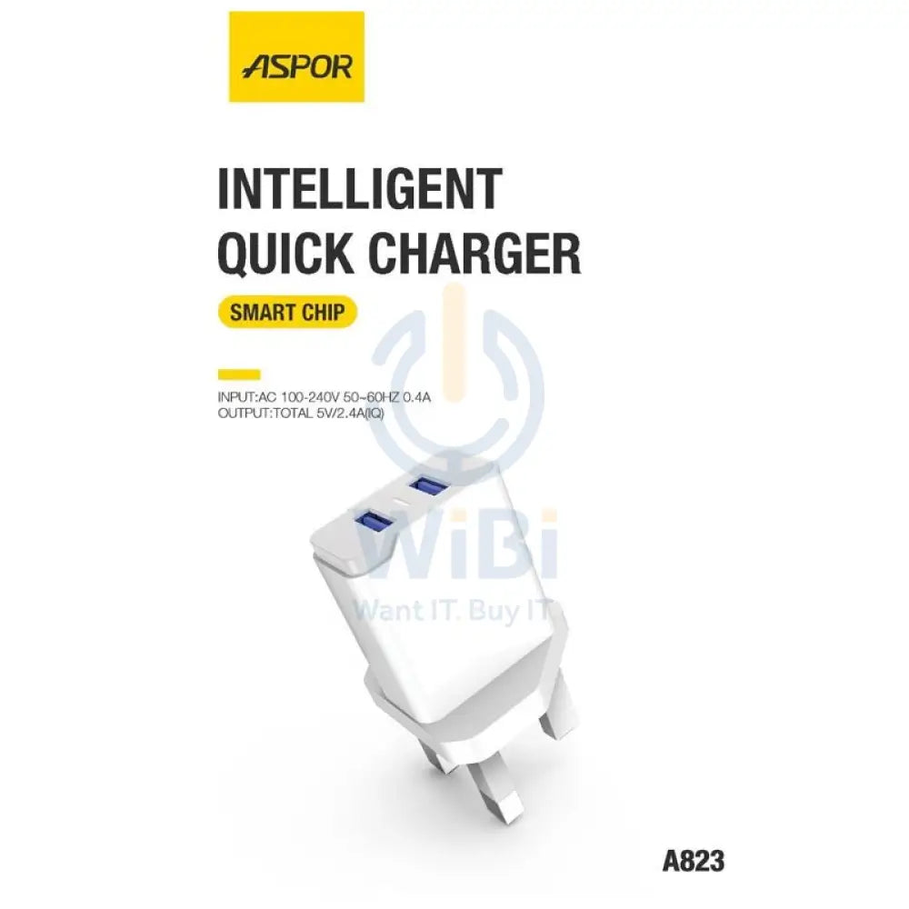 Aspor A823 Charger With Lightning Cable - USB / Lightning / White