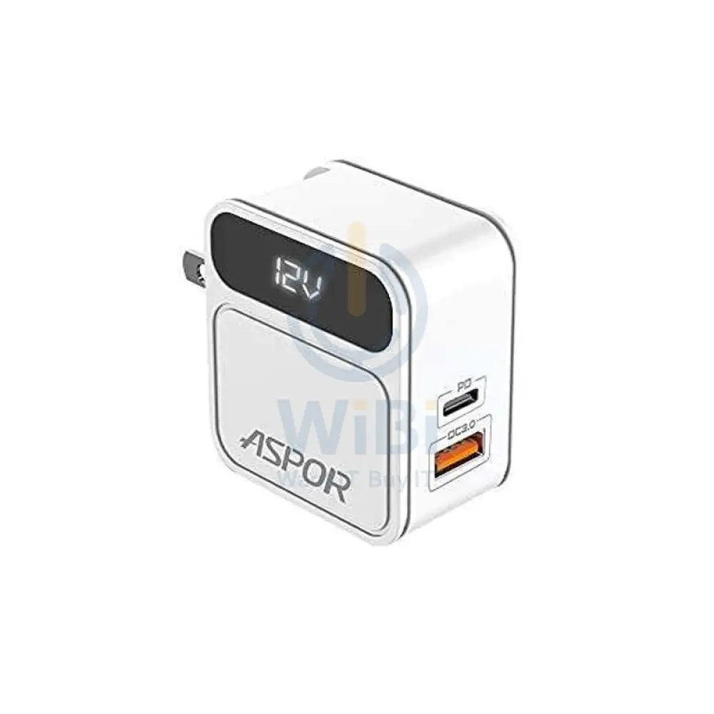 Aspor A835 PD + QC 3.0 2USB with LED Display Home Charger Accessories > Power Adapters