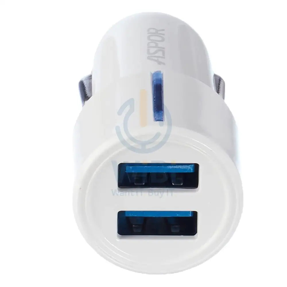 Aspor A905 Car Charger With USB-C Cable - USB / White