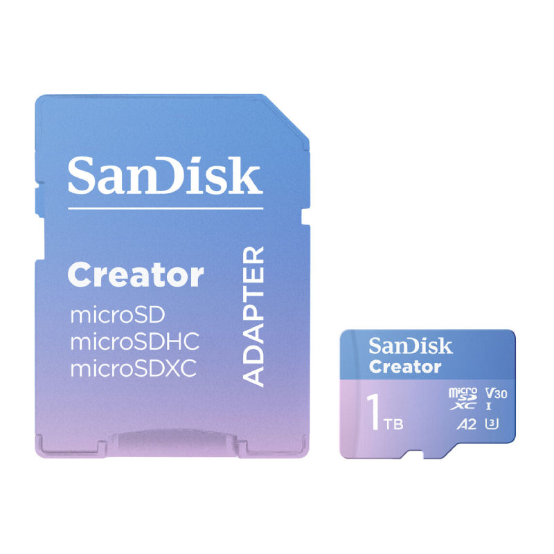 SanDisk Creator Creator UHS-I microSD بطاقة ذاكرة رقمية صغيرة بطاقة بطاقة ذاكرة رقمية صغيرة محول (SD) - 1 تيرابايت / فوق إلى 190 ميجابايت/ثانية