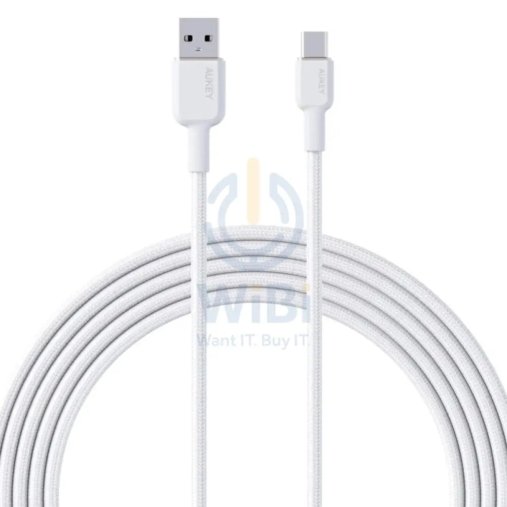 Aukey Braided Nylon USB 2.0 to USB C Cable (0.9m) - White Accessories > Cables & Converters > Cables