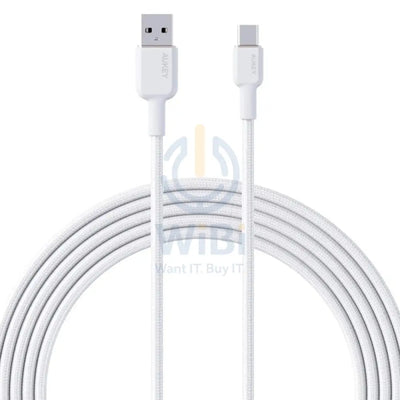 Aukey Braided Nylon USB 2.0 to USB C Cable (0.9m) - White Accessories > Cables & Converters > Cables