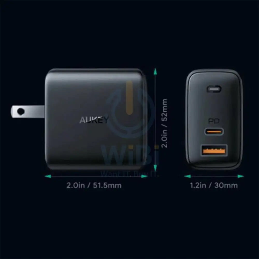 AUKEY Dual Port Wall Charger with GaN - 65W / Black Accessories > Power Adapters