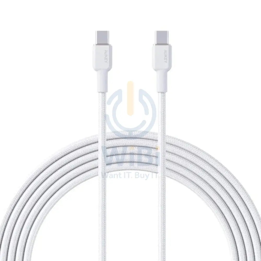 AUKEY Nylon Braided USB-C to USB-C Cable - 1 Meter / White Accessories > Cables & Converters > Cables