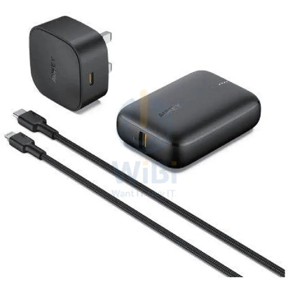AUKEY على حزمة AUKEY على حزمة جو حائط طاقة + بنك + كابل مضفر) 20 وات / 10,000 مللي أمبير / 1.2 متر / أسود اكسسوارات >