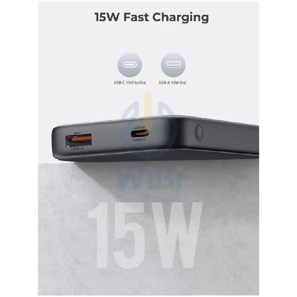 AUKEY PB Y46 Spark Go Fast Charging Power Bank 15W / 10,000mAh / USB A / USB C / Grey Accessories > Power Bank