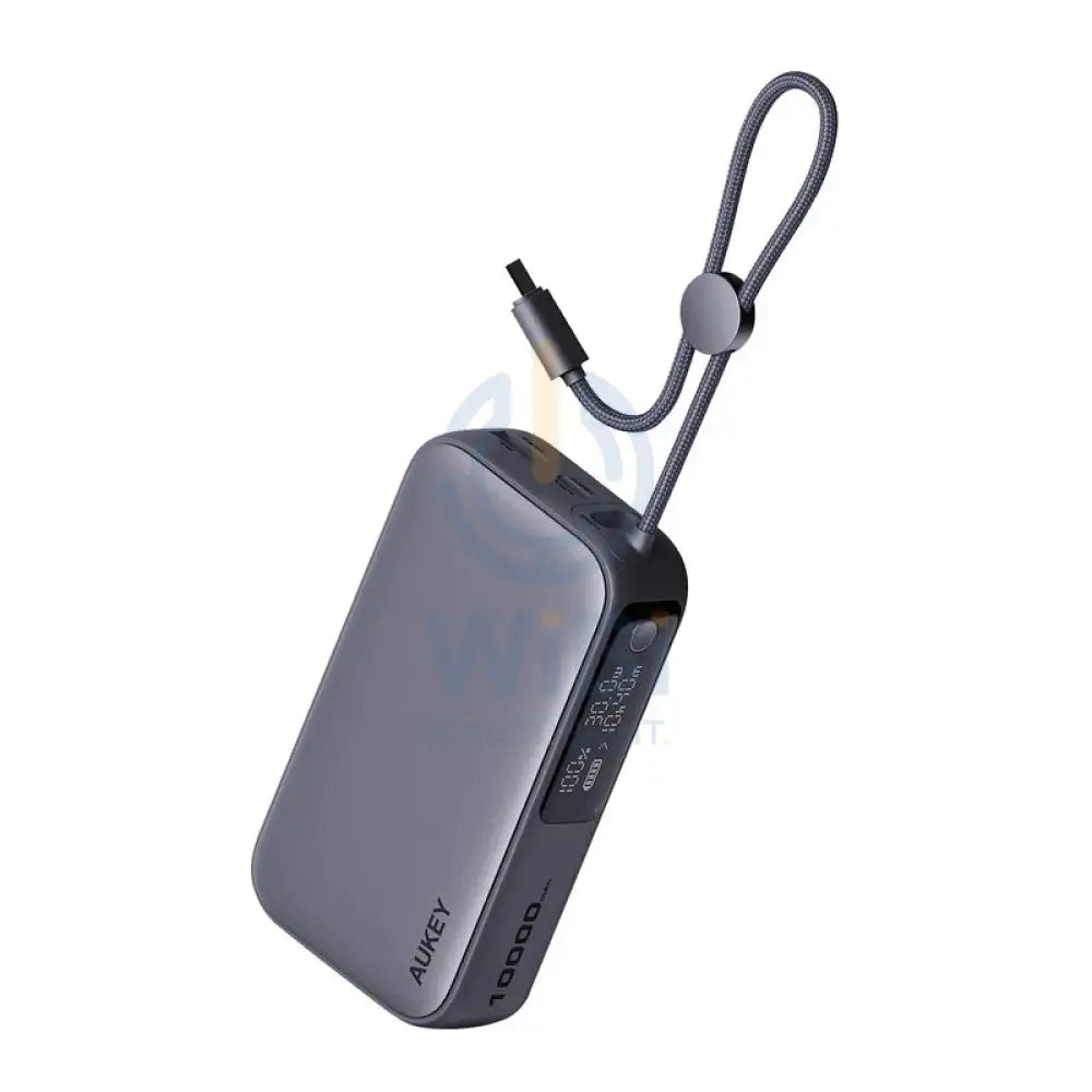 AUKEY PB Y47 Spark Sling Power Bank with Built in USB C Cable 30W / 10,000mAh / USB C / Grey Accessories > Power Bank