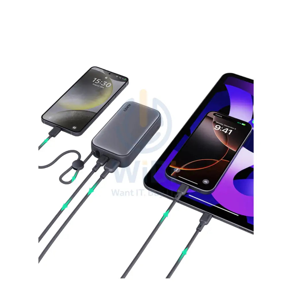 AUKEY PB Y47 Spark Sling Power Bank with Built in USB C Cable 30W / 10,000mAh / USB C / Grey Accessories > Power Bank