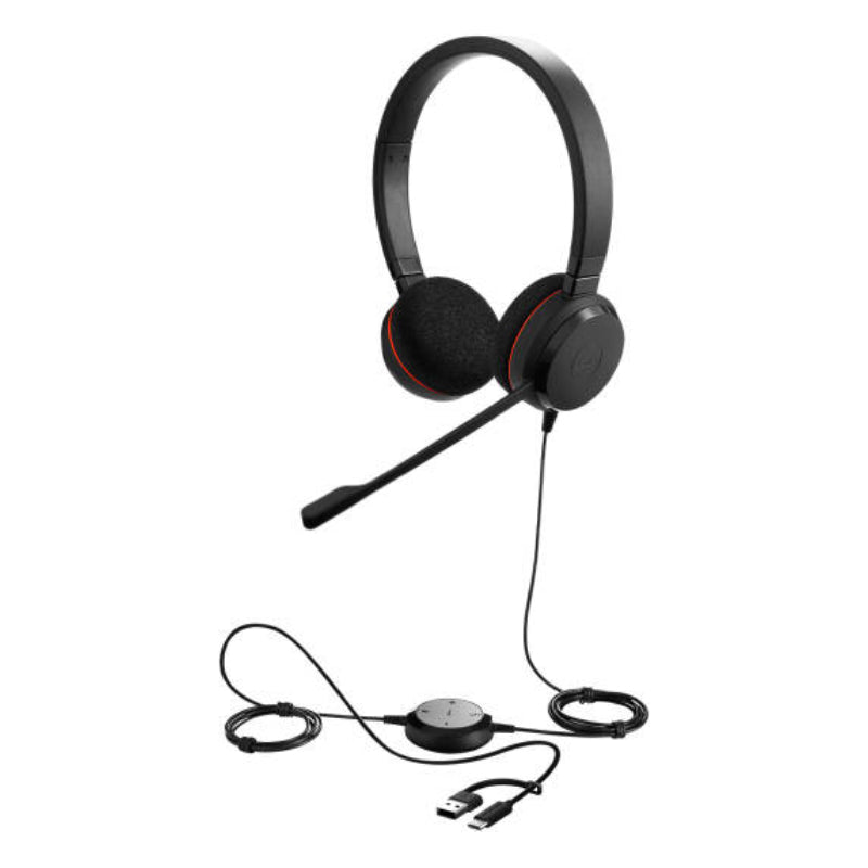 Jabra Evolve 20 MS Stereo Headphone - Wired / USB-C/A / Black