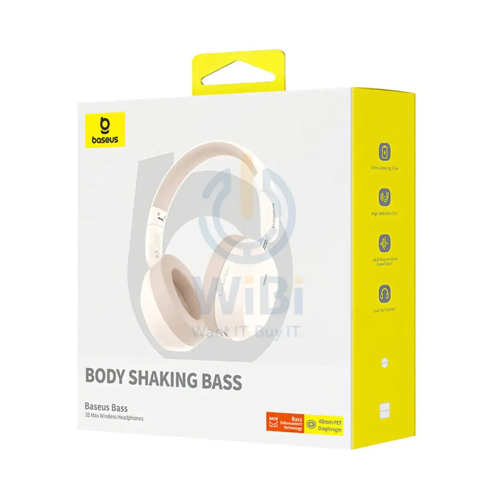 Baseus Bass 35 Max Wireless Headphones - Bluetooth / Stellar White Accessories > Audio > Headphones