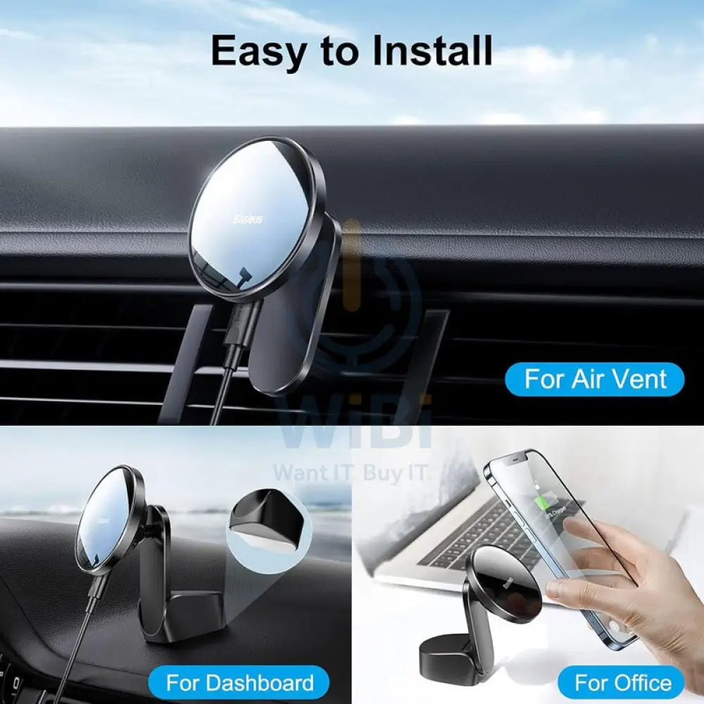 باسيوس إينرجي كبير إينرجي حامل سيارة لاسلكي شاحن - أسود اكسسوارات > هواتف تابلت > هواتف > شواحن
