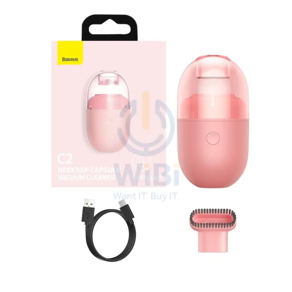 Baseus C2 Desktop Capsule Vacuum Cleaner - 1000pa Suction / Pink