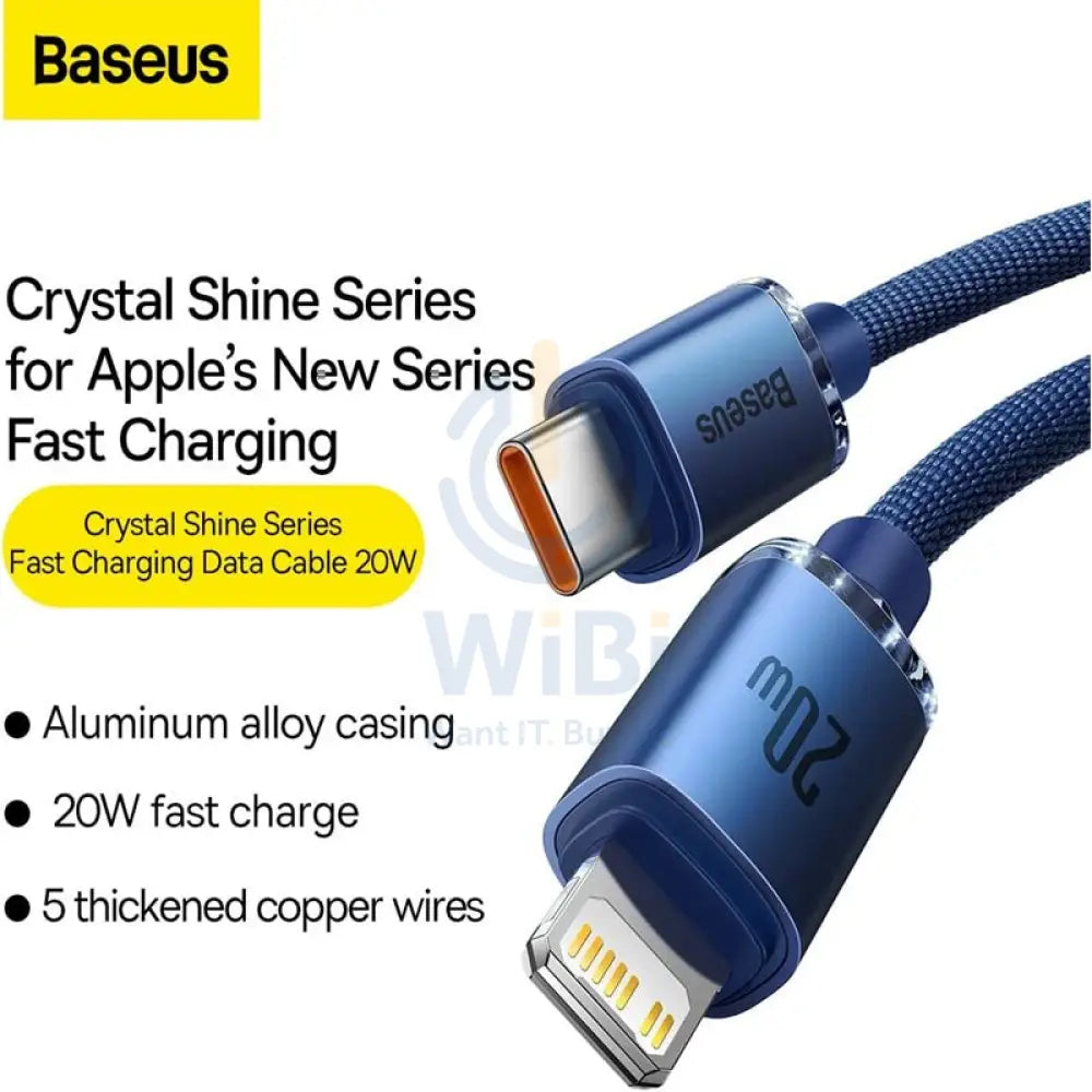 Baseus Crystal Shine Cable Type-C To Lightning Fast Charging Cable - 20W - 1.2M / Blue Accessories > Cables &