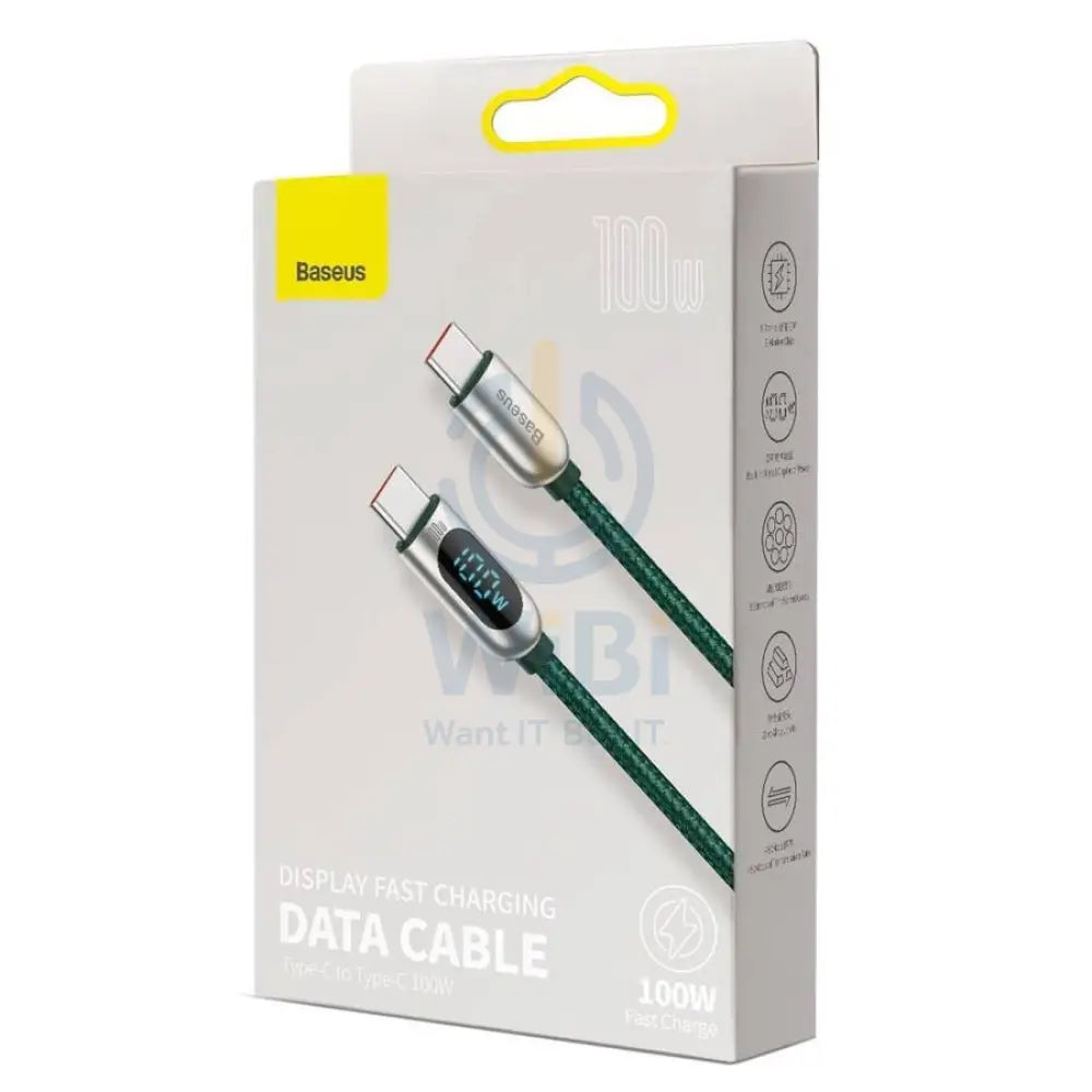 Baseus Display Fast Charging Data Cable Type-C to Type-C 100W 1m - Green Accessories > Cables & Converters > Cables >