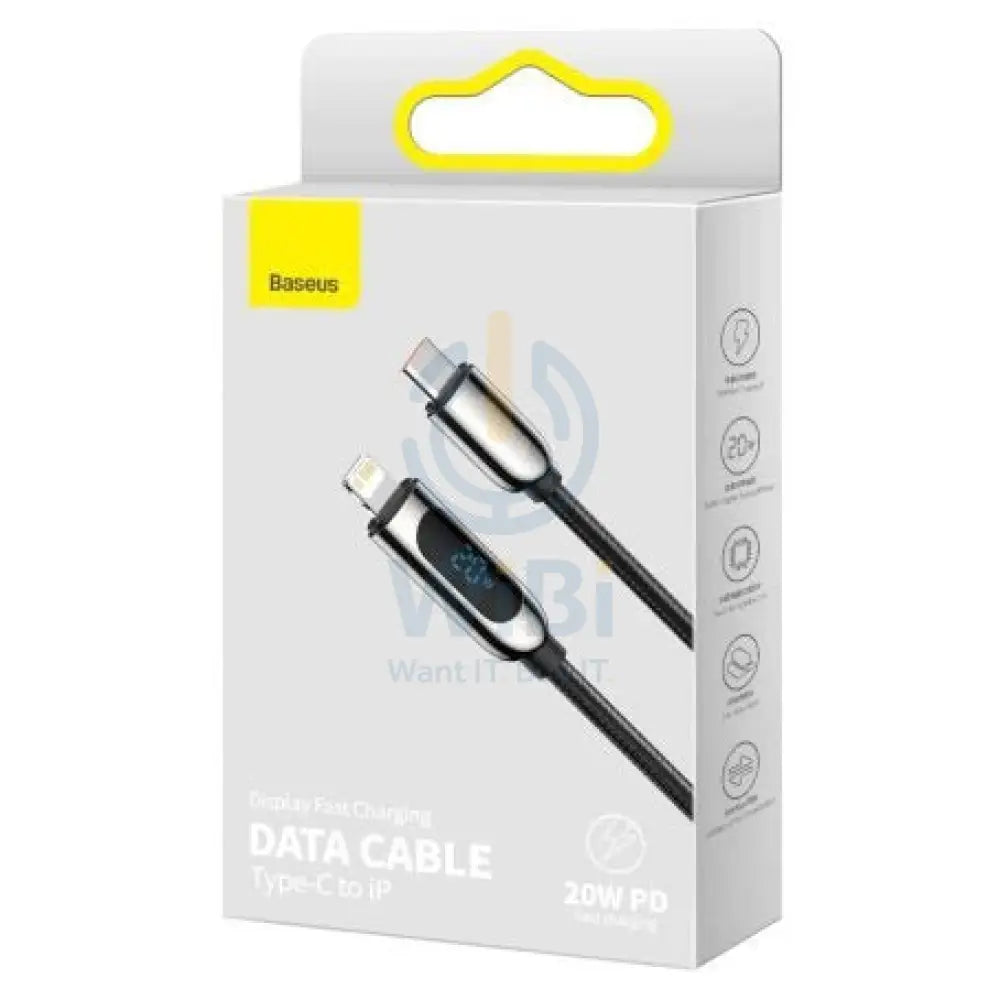 Baseus Display Fast Charging Data Cable Type-C to IP - 20W / 1m / Black Accessories > Cables & Converters > Cables >