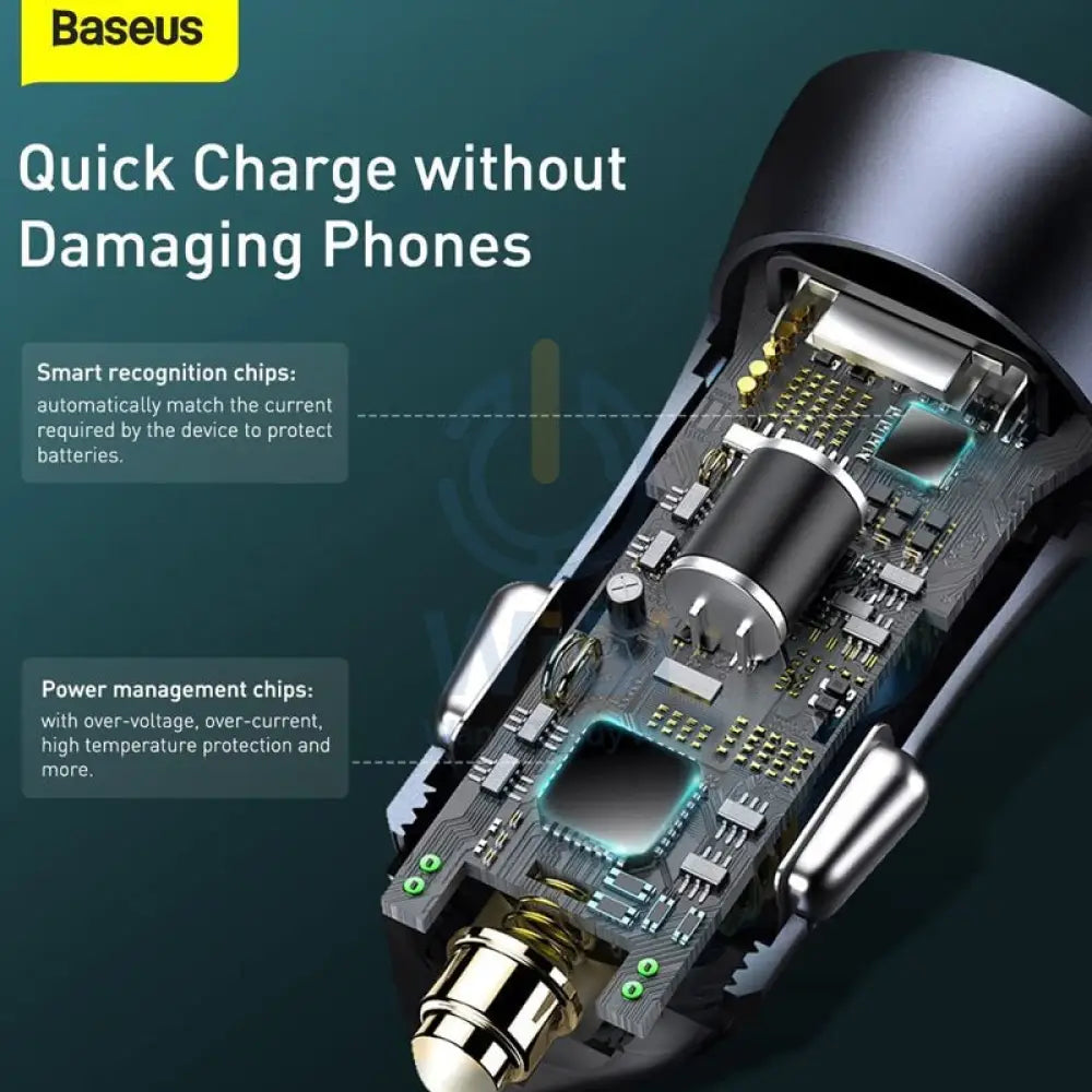 Baseus Golden Contactor Pro Car Charger USB and Type C - 40W / Black