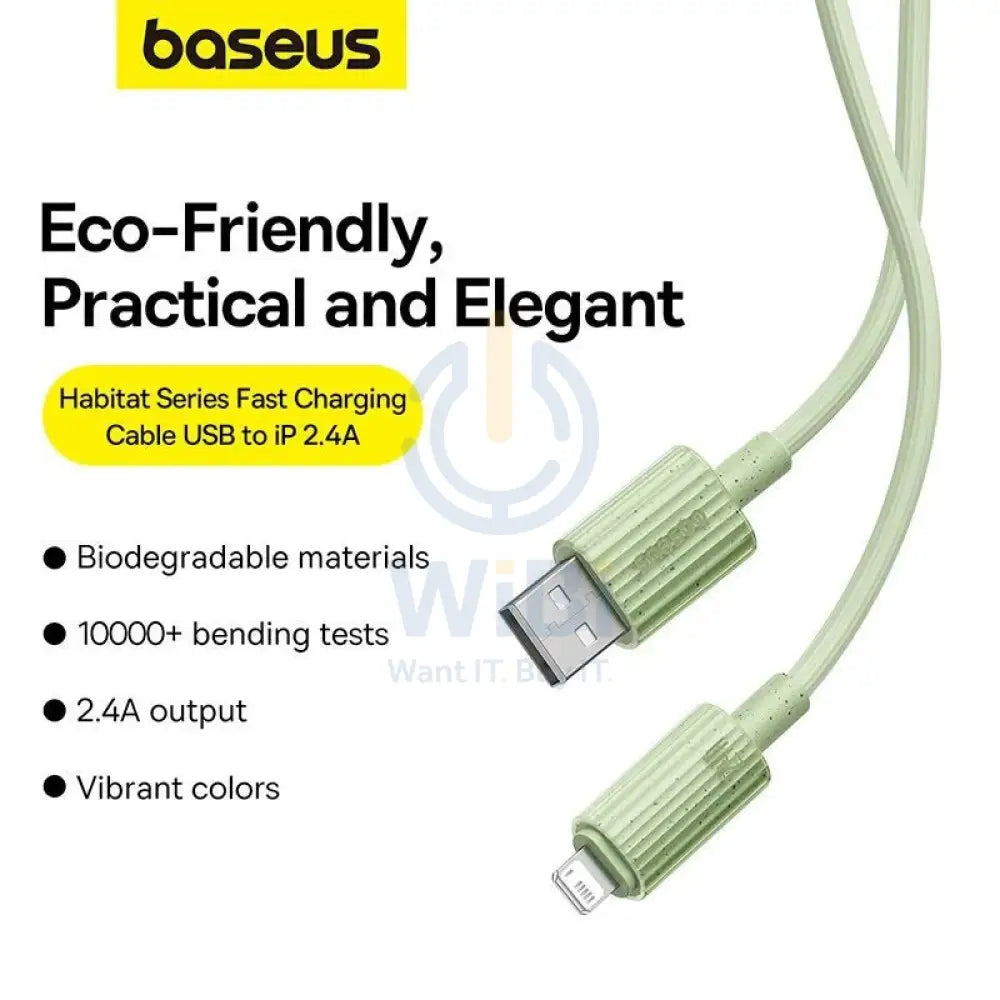 Baseus Habitat Series Fast Charging USB-A to Lightning Cable 2M - Natural Green Accessories > Cables & Converters >