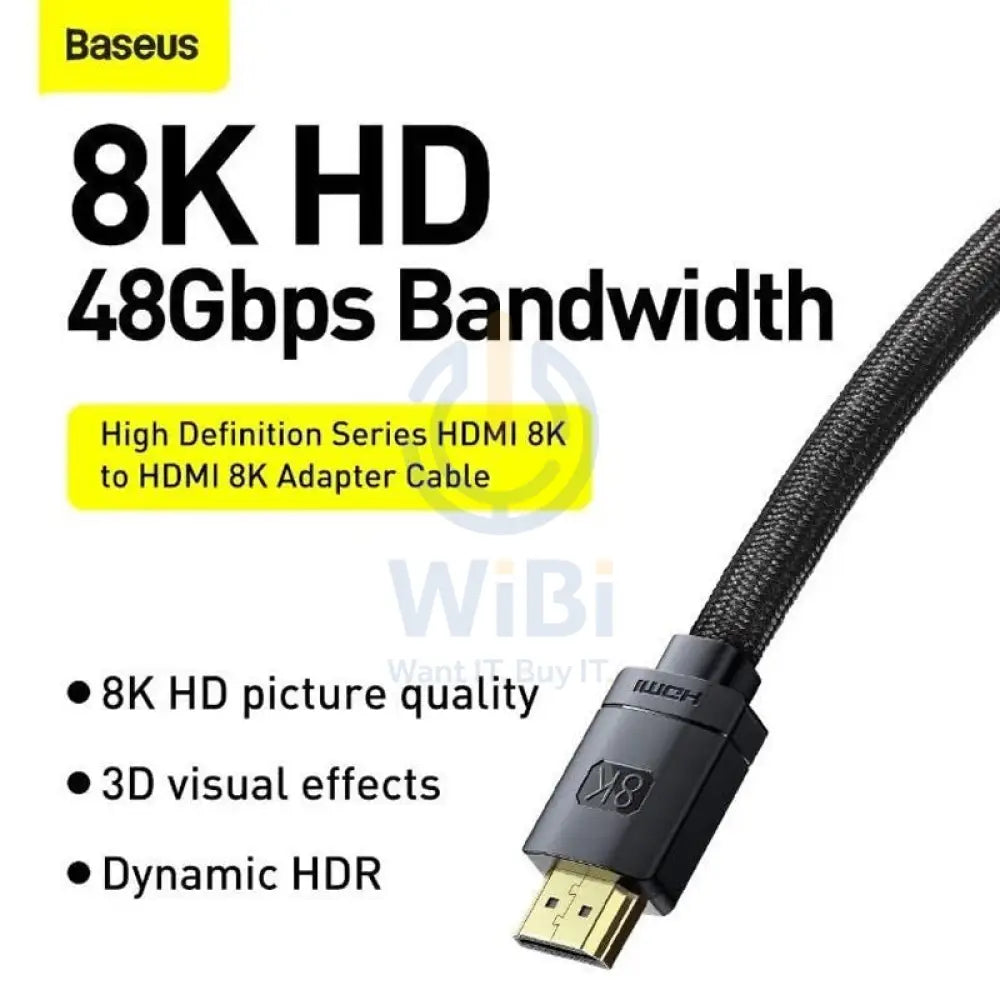 Baseus High Definition Series HDMI 8K to HDMI 8K Adapter Cable - 1.5m / Black Accessories > Cables & Converters > Cables