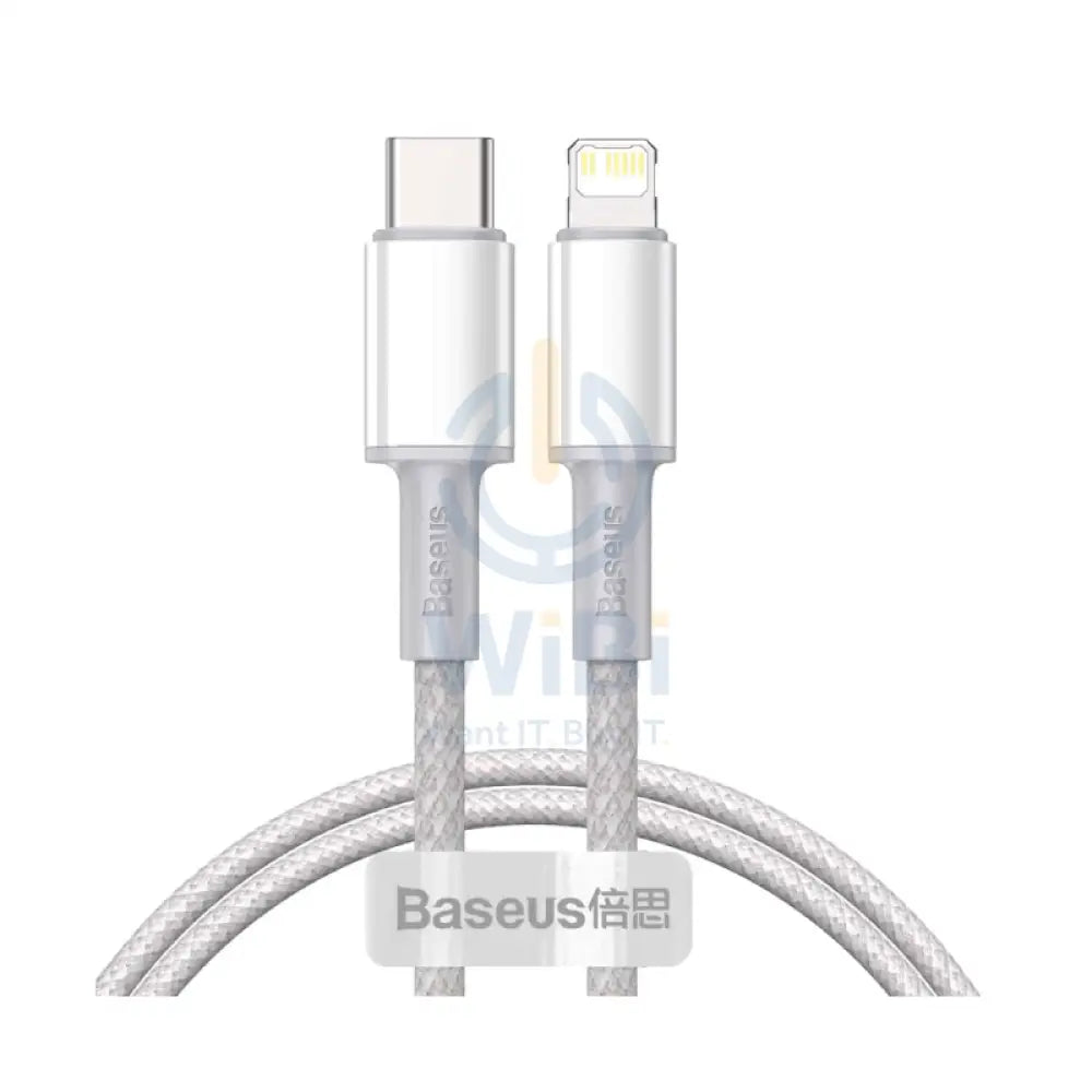Baseus High Density Braided Fast Charging Data Cable - USB-C To Lightning / 1 Meter / White Accessories > Cables &