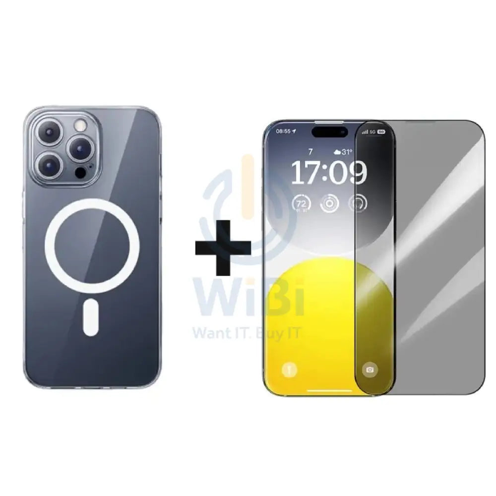 Baseus Lucent Series Magnetic Case - Apple iPhone 16 Pro / Clear + Baseus Sapphire Series Glass Screen Protector