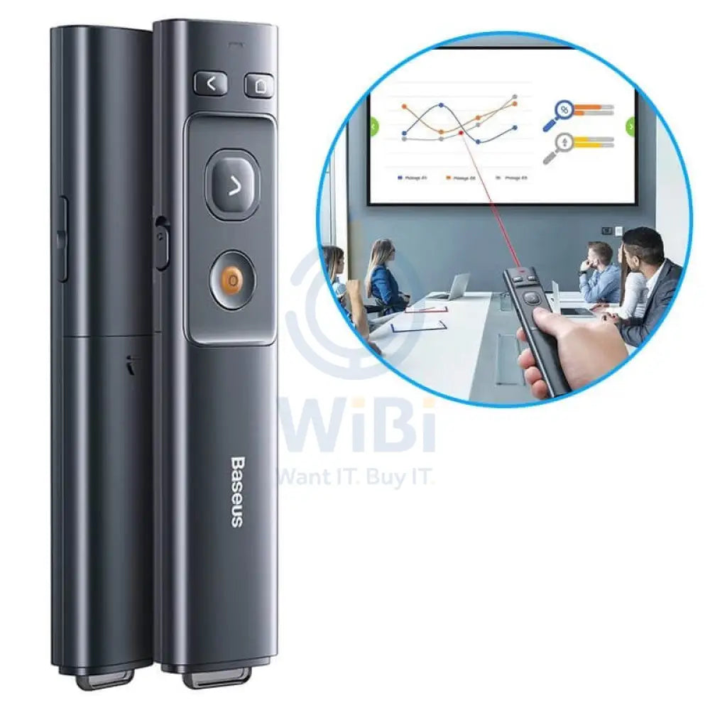 Baseus Orange Dot Wireless Presenter - RF2.4G Hz / 100m / Grey Accessories > Monitors & Projectors