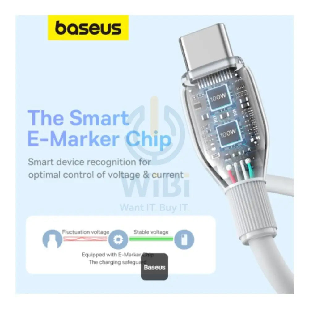 Baseus Pudding Series Fast Charging Cable - 1.2M / USB-C / 100W / Stellar White Accessories > Cables & Converters >