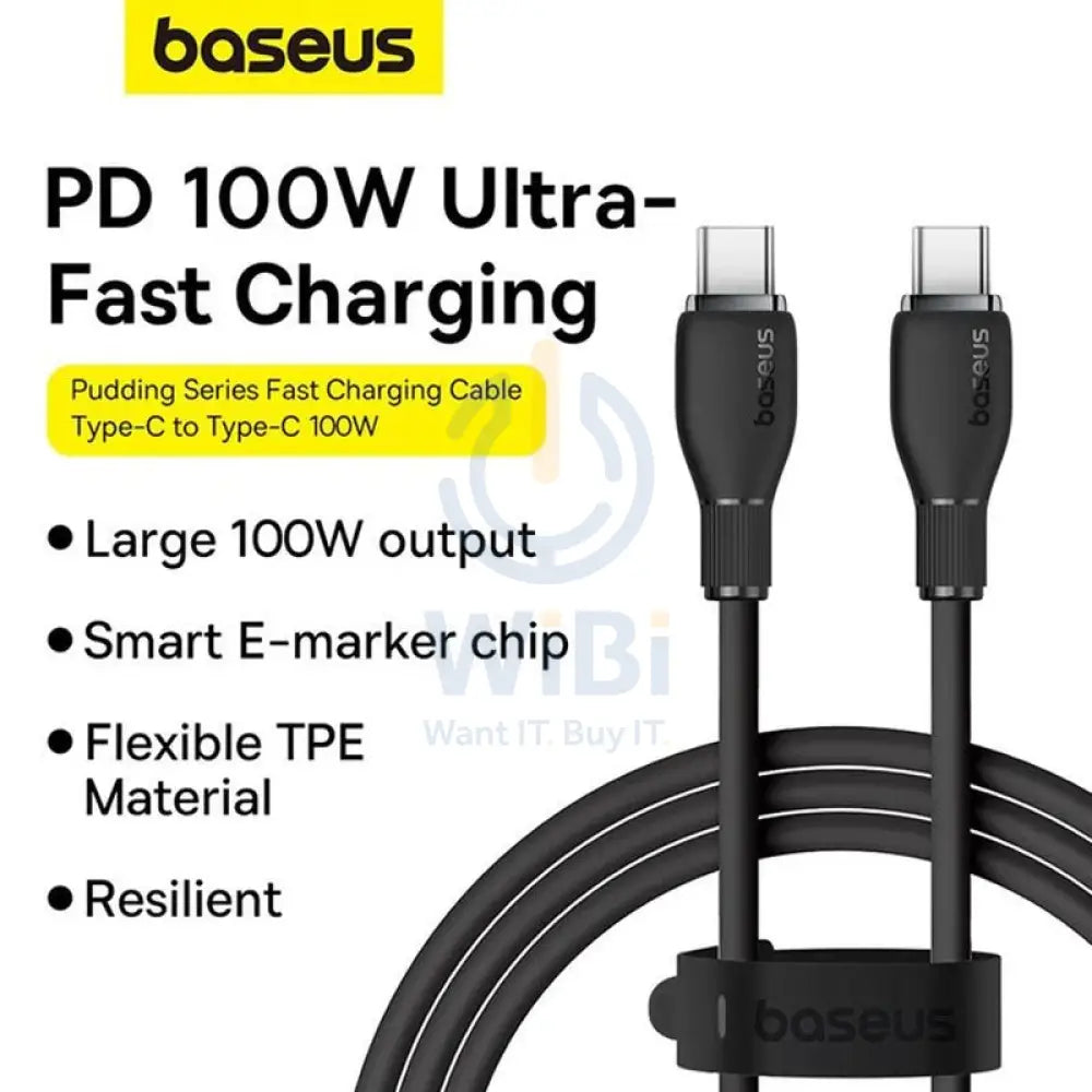 Baseus Pudding Series Fast Charging USB-C to USB-C Cable - 2M / Cluster Black Accessories > Cables & Converters > Cables