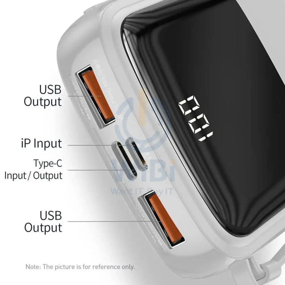 Baseus Qpow Digital Display Power Bank - Type C / 3A / 10000mAh / White Accessories > Power Bank
