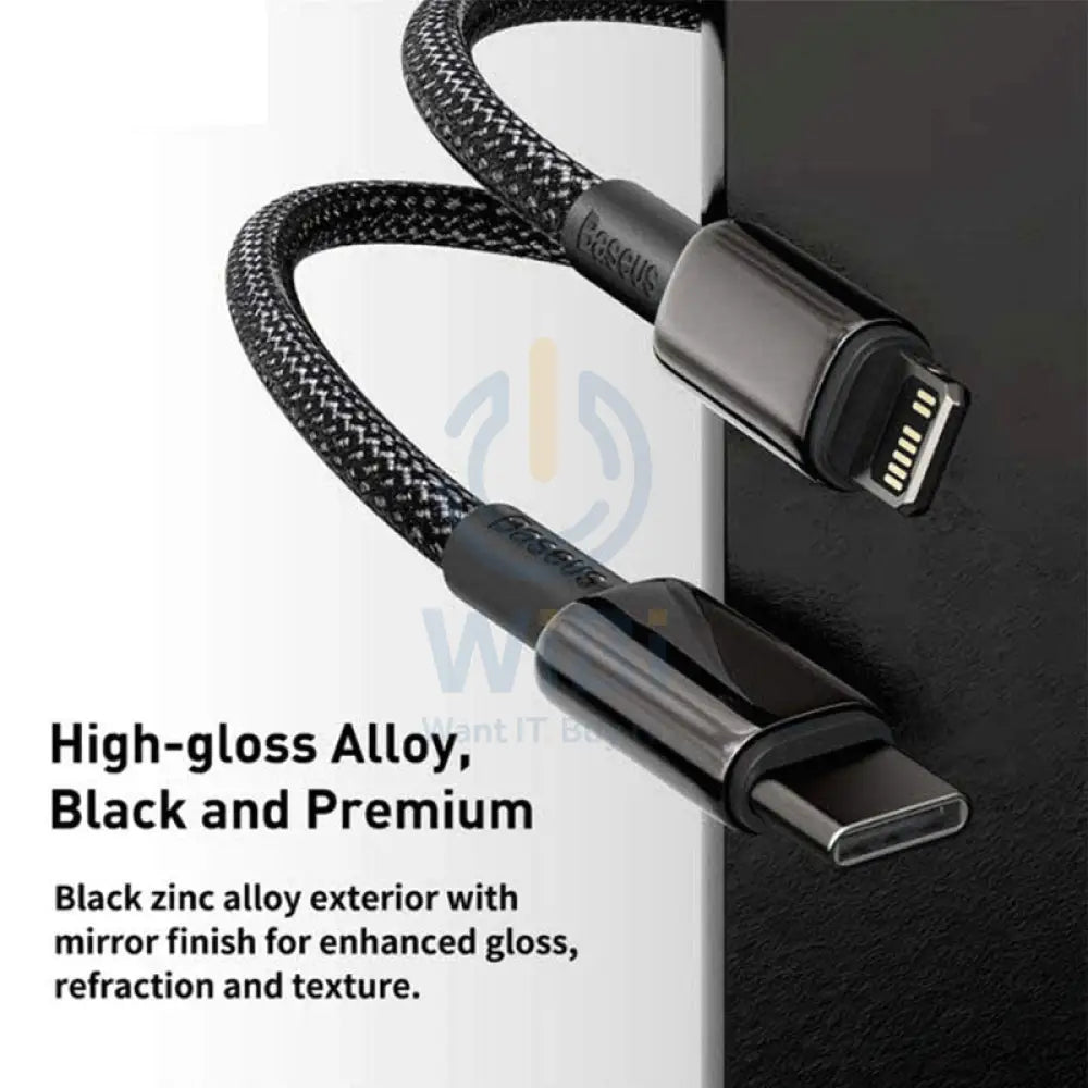 Baseus Tungsten Gold Fast Charging Data Cable - Type-C / Lightning / 20W / 1 Meter / Black Accessories > Cables &