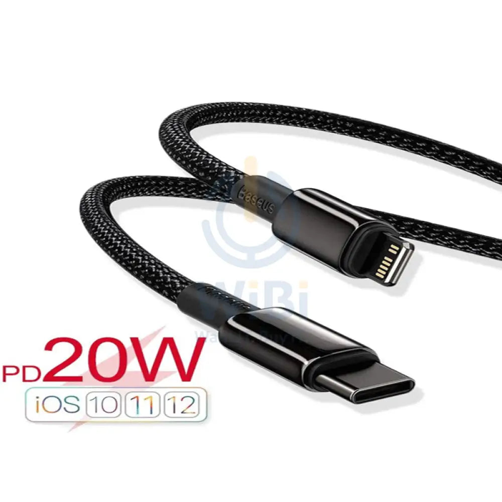 Baseus Tungsten Gold Fast Charging Data Cable - Type-C / Lightning / 20W / 1 Meter / Black Accessories > Cables &