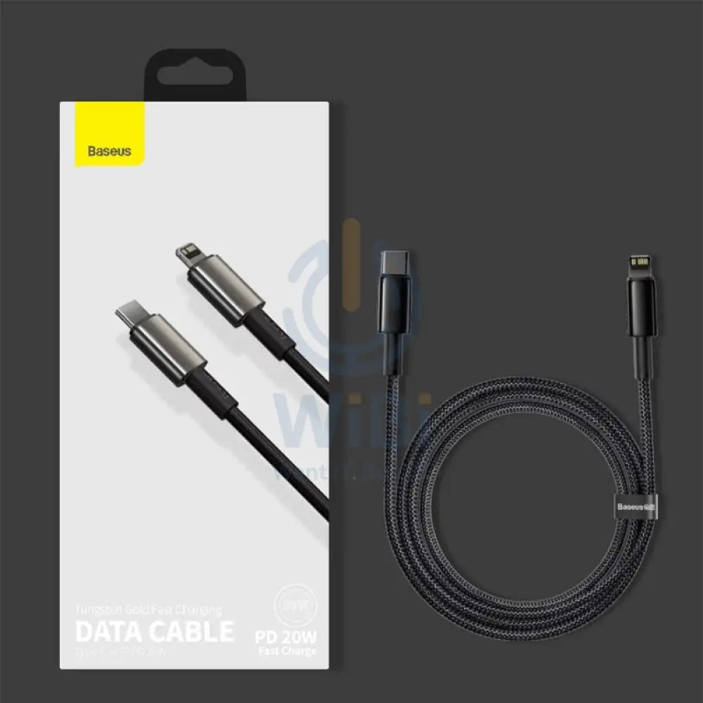 باسيوس تنجستن ذهبي سريع الشحن بيانات كابل - تايب-سي / لايتننج / 20 واط / 1 متر / أسود اكسسوارات > كبلات و