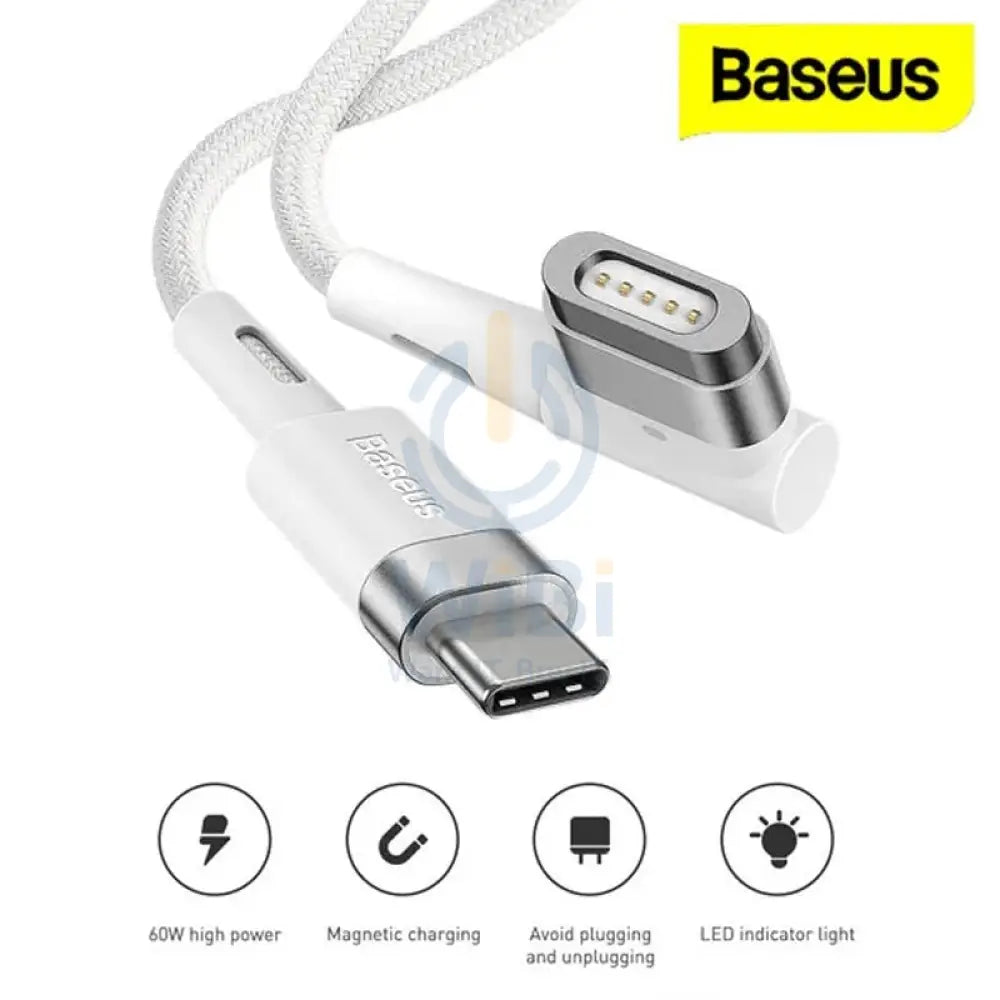 كابل بيسوس منفذ USB من النوع C إلى Lightning - 60 وات / 2 متر / أبيض