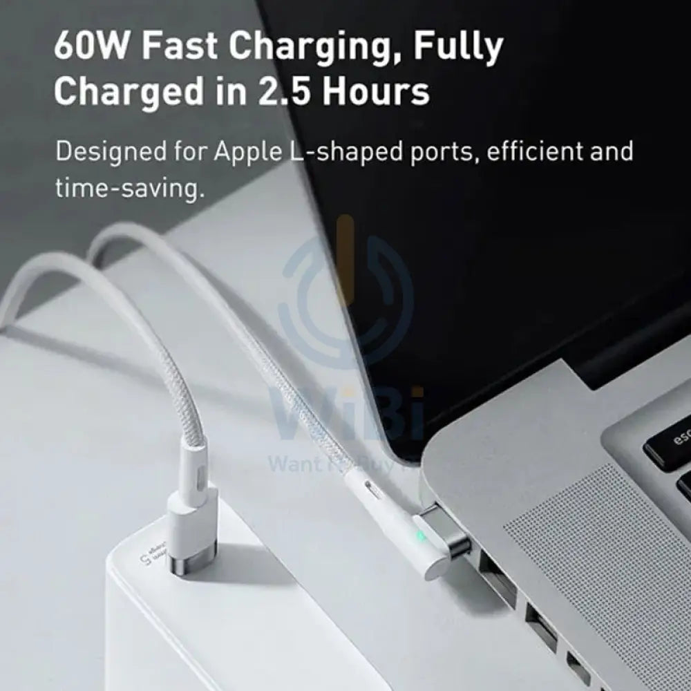 كابل بيسوس منفذ USB من النوع C إلى Lightning - 60 وات / 2 متر / أبيض