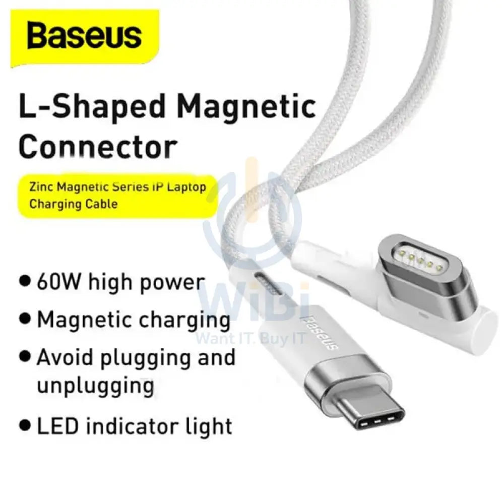 كابل بيسوس منفذ USB من النوع C إلى Lightning - 60 وات / 2 متر / أبيض