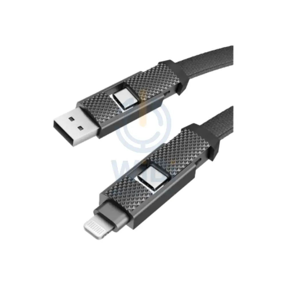 BAZIC Go Charge Alucable 4 in 1 Input Cable 1M / USB C / USB A / Lightning / Black Accessories > Cables & Converters >