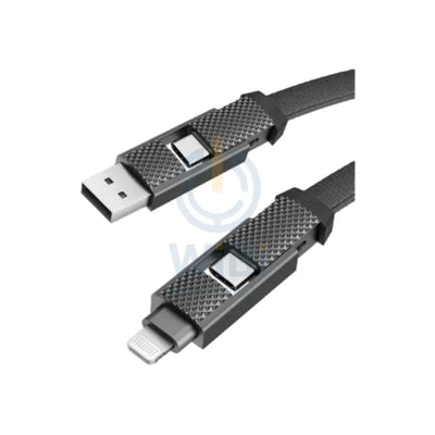 BAZIC Go Charge Alucable 4 in 1 Input Cable 1M / USB C / USB A / Lightning / Black Accessories > Cables & Converters >
