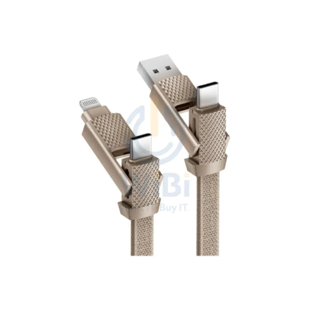 BAZIC Go Charge Alucable 4 in 1 Input Cable 1M / USB C / USB A / Lightning / Gold Accessories > Cables & Converters >
